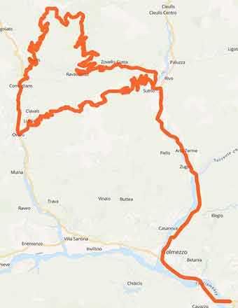 Mappa Moto avventure in Carnia: la strada panoramica delle vette