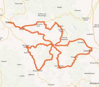 Mappa Strade bianche in moto in Toscana tra le Crete di Siena