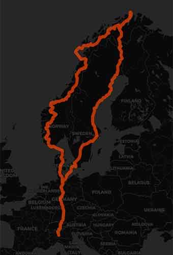 Mappa Moto Avventura: la strada dei Fiordi che porta a Capo Nord 