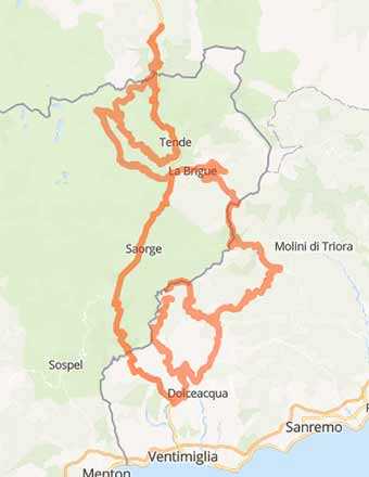 Mappa Off-Road  in moto su splendide sterrate delle Alpi Marittime