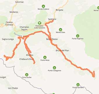 Mappa Strade bianche e sterrate off-road in moto in Val Argentera