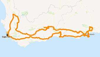 Mappa Moto avventura Off-Road mozzafiato attraverso il Sud Africa