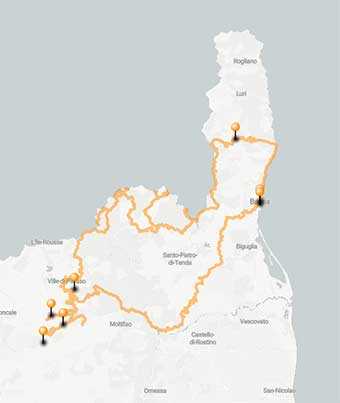 Mappa Motoavventure Off Road nell'eccitante Corsica Settentrionale