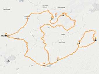 Mappa Marocco in moto off-road tra  gole di Dades e gole di Todra