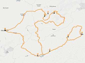 Mappa Marocco in moto off-road tra  gole di Dades e gole di Todra