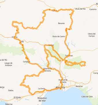 Mappa Le piste del Deserto di Tabernas  Andalusia in moto off-road