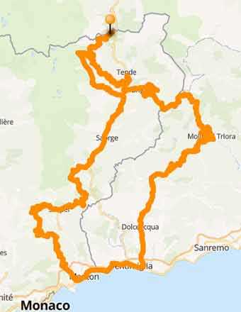 Mappa Motocavalcata off road tra splendide Alpi Marittime e Liguri