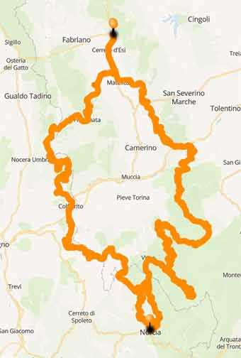 Mappa Moto avventura sulle strade bianche dei Monti Sibillini