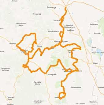 Mappa Le strade bianche della Val d'Orcia più spettacolari in moto