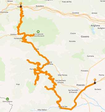 Mappa Off-Road in moto tra Val Pellice, Val Chisone e Val di Susa
