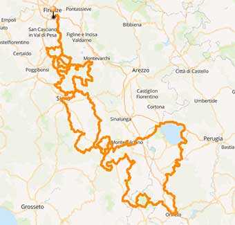 Mappa Strade bianche Chianti, Crete Senesi, Val d'Orcia, Trasimeno