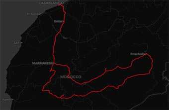 Mappa Viaggio avventuroso in moto in Marocco